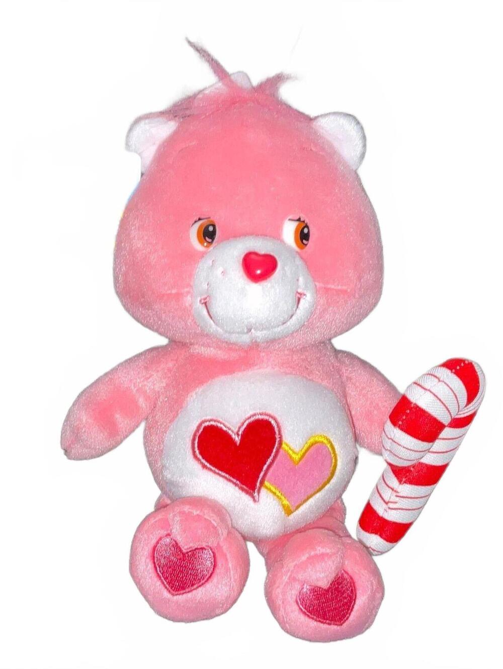 Care Bears Christmas Plush Love A Lot Bear Bean Bag Holding Candy Cane